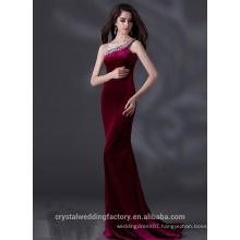 Alibaba Elegant Long New Designer One Shoulder Purple Color Light Satin Sheath Evening Dresses Or Bridesmaid Dress LE22